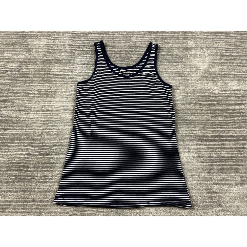 Simply Styled Top Womens Large‎ Blue White Striped Tank Sleeveless Casual